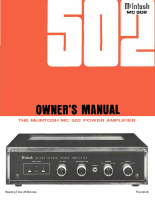 McIntosh MC-502 - Owners manual